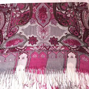 Pashmina NEW Pink Paisley Floral Print large long scarf wrap